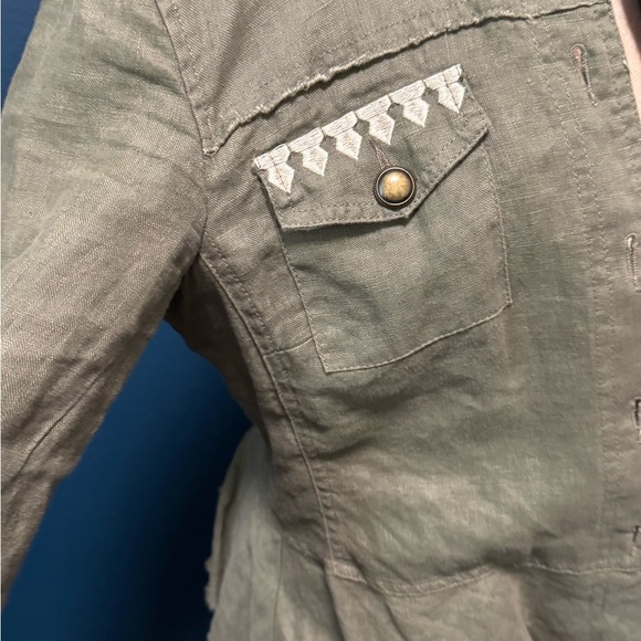 International Concepts Linen Green Embroidered Jacket M - Picture 3 of 10